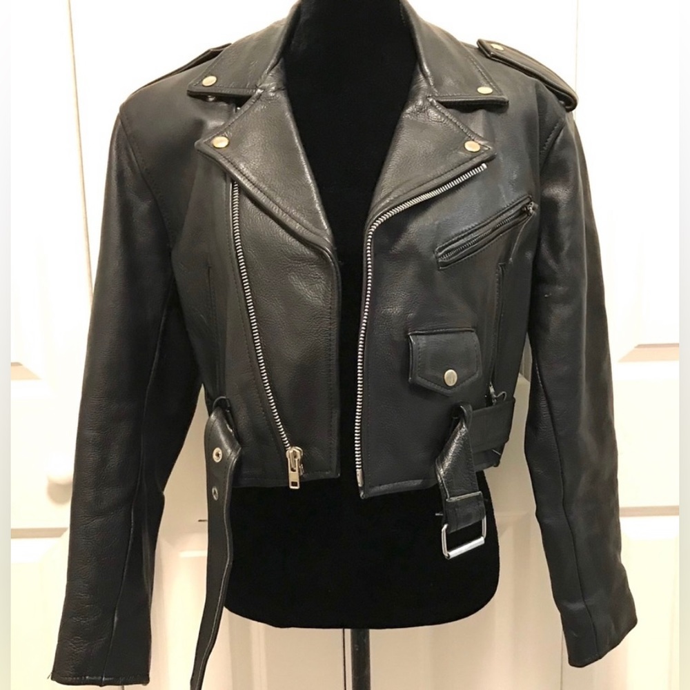 Vintage First Genuine Leather Motorcycle Jacket